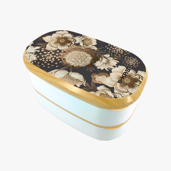 B-KAS 1.5L Bento Lunch Box - Gold Flower