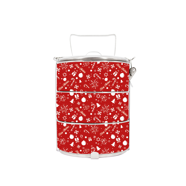 BDARI Tiffin Carrier - Red Christmas