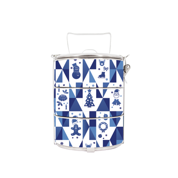 BDARI Tiffin Carrier - Abstract Christmas Blue