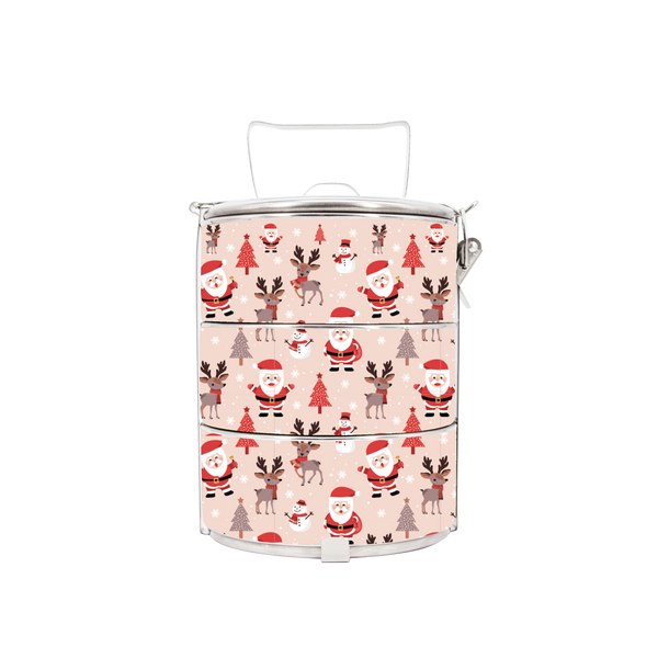 BDARI Tiffin Carrier - Pink Christmas