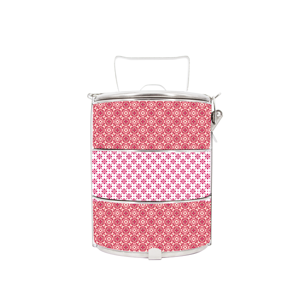 BDARI Tiffin Carrier - Pink White Batik
