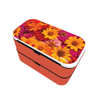 B-KAS 1.2L Bento Lunch Box - Orange Pink Floral