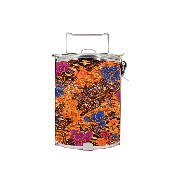BDARI Tiffin Carrier - Brown Flower Batik