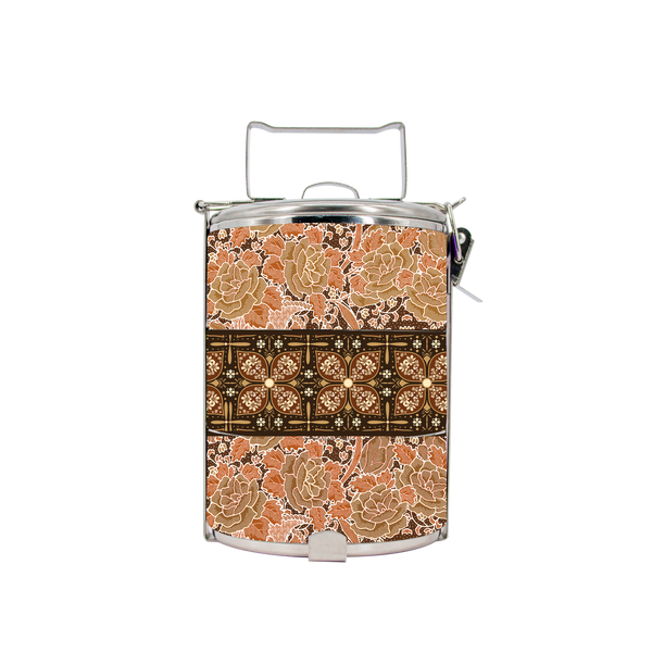 BDARI Tiffin Carrier - Brown Floral Batik