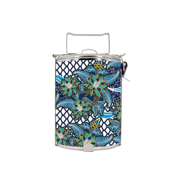 BDARI Tiffin Carrier - Bunga Batik Biru