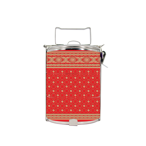 BDARI Tiffin Carrier - Indian Saree Chili Red