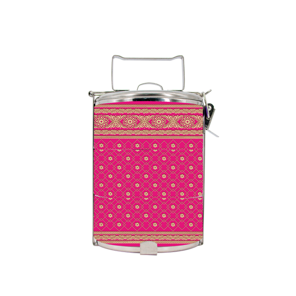 BDARI Tiffin Carrier - Indian Saree Hot Pink