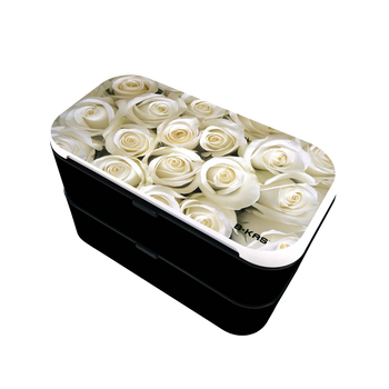 B-KAS 1.2L Bento Lunch Box - White Roses