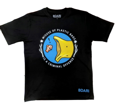 BDARI T SHIRT - MISUSE OF PLASTIC BAGS IS AN OFFENCE