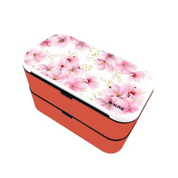 B-KAS 1.2L Bento Lunch Box - Bunga Merah Jambu